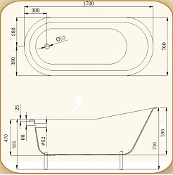 Magliezza Чугунная ванна Gracia Nero 170x76 (ножки белые) – фотография-2